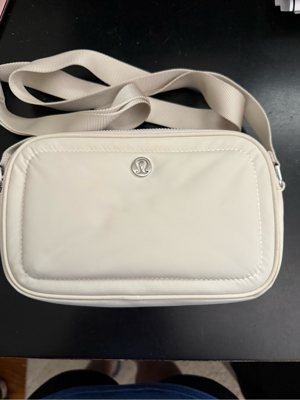lululemon athletica Small Cream Crossbody Bag with Silver Hardware